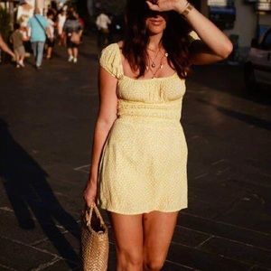 Marseille yellow lemon floral mini dress